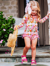 Solid Rash Guard - Glowing Pink Flowers